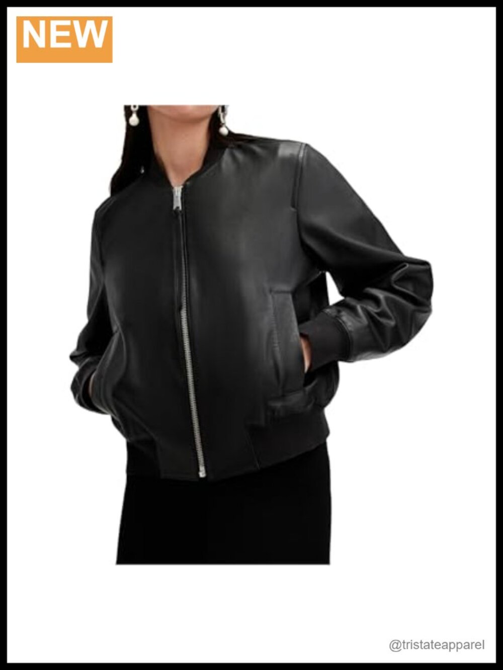100% Sheepleather Bomber Jacket with Zip Guard - Long Sleeve